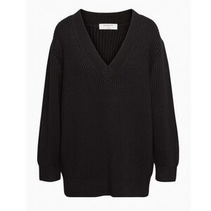 Aritzia Babaton Long Knit V-Neck Oversized Italian Merino Wool Sweater Size XXS